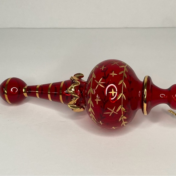 Lovely Large Red and Gold Glass Christmas Ornament - Picture 3 of 3